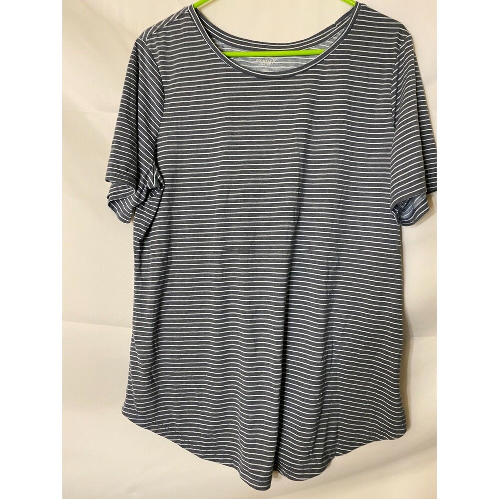 Gray Normcore Top Women's XL Stripes Nautical Tunic Gorpcore Old Navy